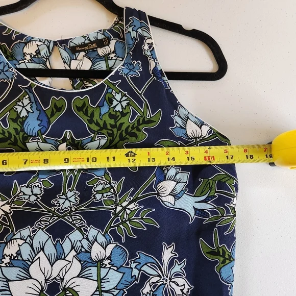 Massimo Dutti Blue Floral Sleeveless Midi Dress Summer Dressy Luxury Size 6 - Picture 8 of 12
